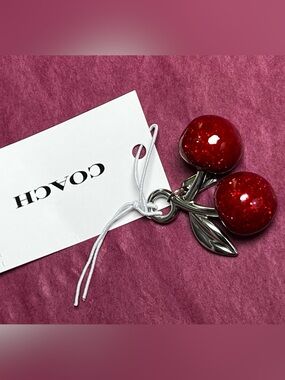 Coach NWT Cherry Charm w/ dustbag & choice of chain